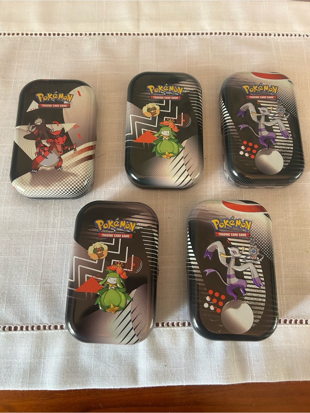 5 Pokémon Trading Card Game Collectible Tins - Black with Color Artwork